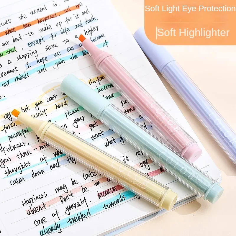 아트 마커 하이라이터 젤 펜, 모란디 다채로운 학생 노트북 페인팅, 부드러운 색상 문구 학교 필기 용품, 4 개/세트