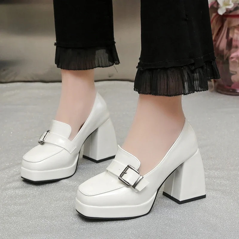 Fashion Simple Single Shoes Women's Square Toe Thick Heel Mary Jane Sweet Shallow Mouth 2023 Spring and Autumn Women's Shoes