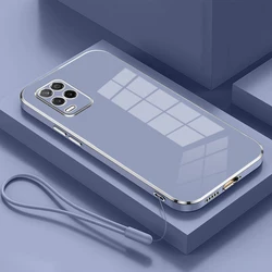 Luxury Square Plating Shockproof Silicone Phone Case Back Cover for Realme 8 5G (Gs6D grey)