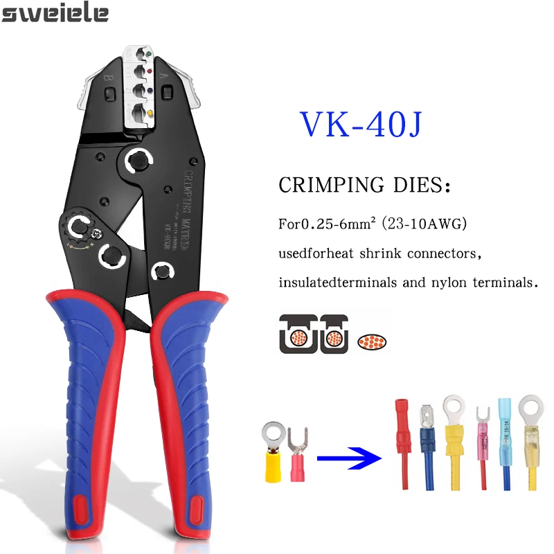 

VK-40J 9-inch Ratchet crimping tool set - quick change crimping, cable terminal kit 230mm carbon steel multifunctional tool