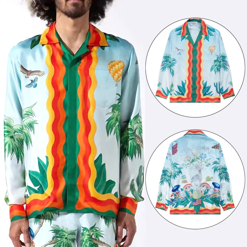 

Fashion Casablanca Camisa Masculina Shirts for Men Clothing Blusas Chemise Camisas Mangas Largas Hombre Chemise Pour Homme Dress