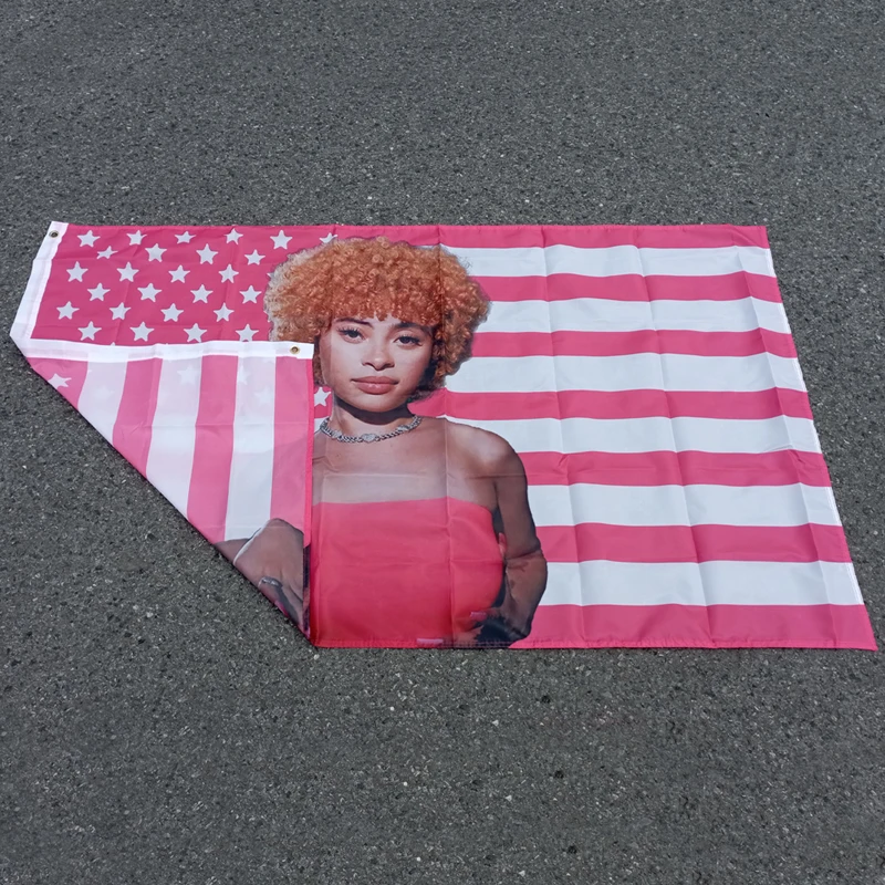 Aerlxemrbrae Artistic Pink American Flag Tapestry with Brass Grommets, 3x5 ft