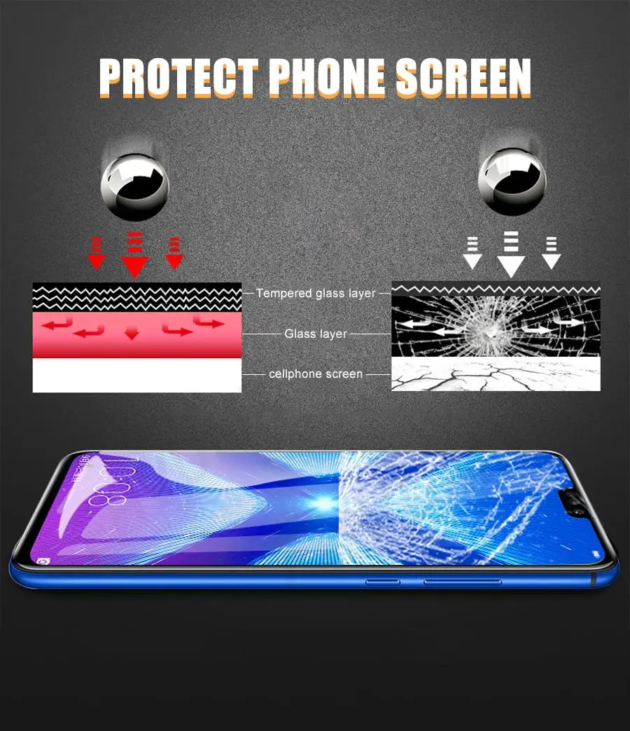 9D Full Có Kính Cường Lực Cho Huawei Honor 8X 8A 8C 8S 9X 9A 9C 9S Cường Lực Bảo Vệ Màn Hình tôn Vinh 10 20 30 Lite 10i 20i 30i Glas t mobile screen protector