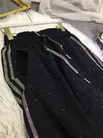 Oversized four-bar rhinestone diamond fall and winter sweatpants Slimming ankle tracksuit pants for women - Image 2