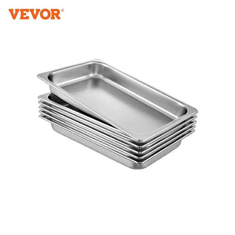 VEVOR VEVOR Bandeja Rectangular de Acero Inoxidable, 50 x 30 x 15 CM, 6  Unidades Bandeja Honda Rectangular para Servir, Bandeja Profunda para  Horno, Bandeja de Acero Inoxidable, Bandeja para Arroz al Vapor