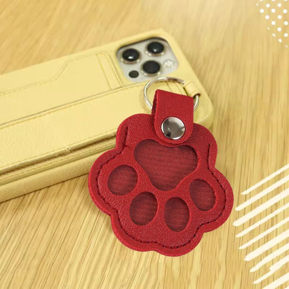 Pet Hair Storage Bag PU Pet Memorial Keychain Cute Paw-Shaped Memorial Charm for Keyrings Bags and Personal Mementos