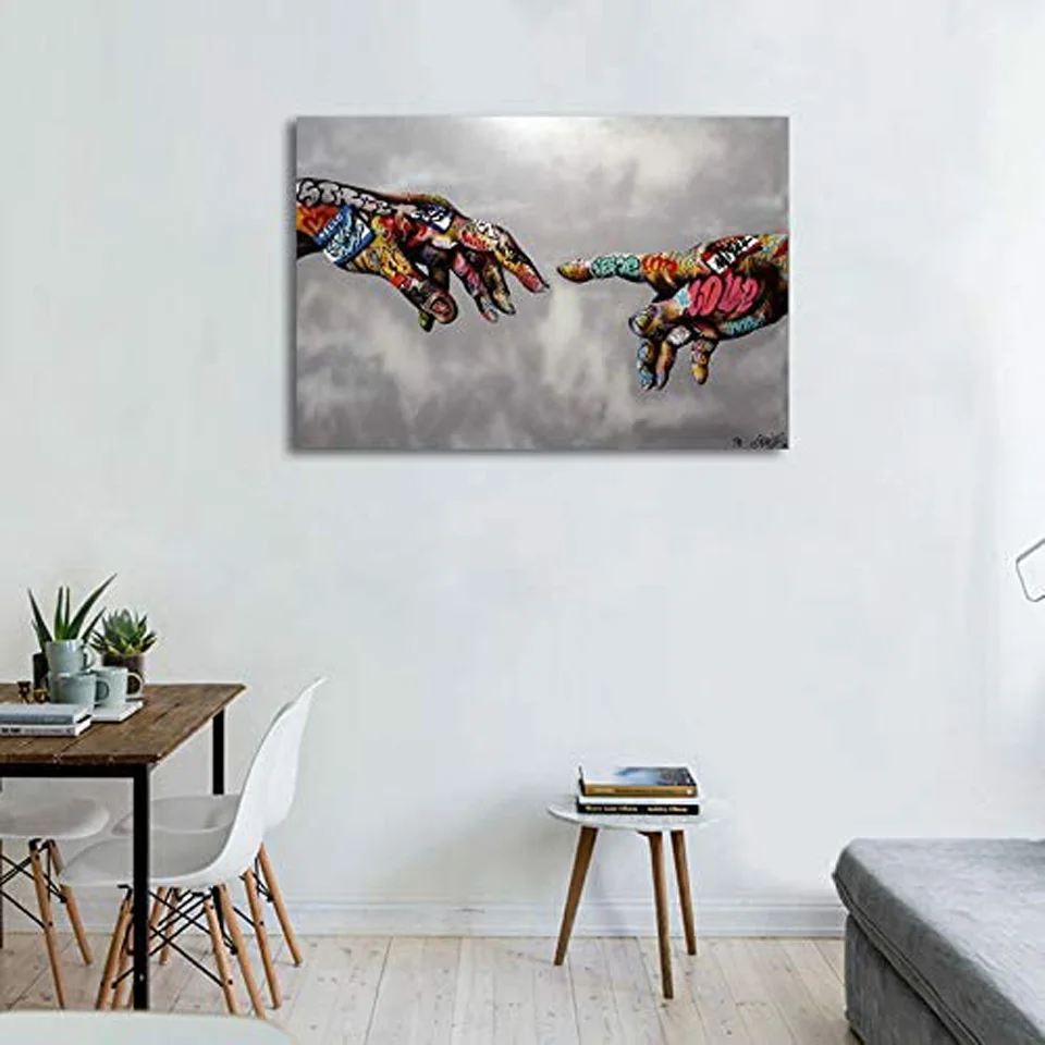 Diamond Painting Diy 5d Classic Street Art Graffiti Adam Hand of God Abstract Colorful Home Decor Pictures Full Diamond Mosaic