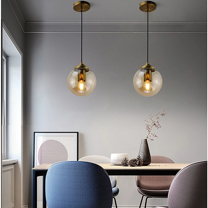 Modern Luxury Metal Chandelier Nordic Creative LED Glass Pendant Lamp Living Room Dining Room Bedside Simple Small Hanging Lamp 5