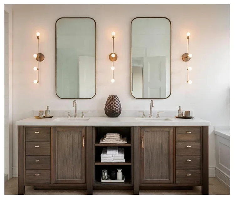Contemporary Solid Wood Bathroom Vanity With Above Counter Cabinet