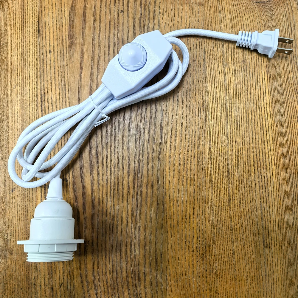 2 Prong Plug Power Cord with Inline Switch and Bulb Holder for Hanging or Table Lamps