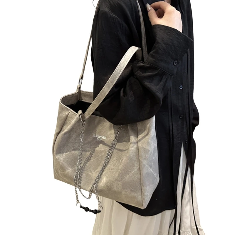 Simple and Practical PU Leather Chain Handbag with Large Capacity Shoulder Bag Chain Strap Suitable for Various Occasion E74B