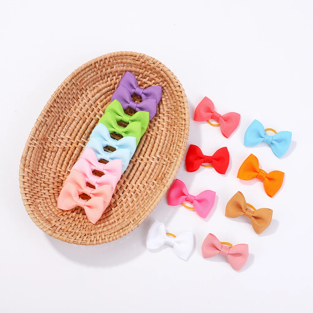 

2Pcs/set Newborn Hair Bands Grosgrain Ribbon Pigtail Hair Bows Elastic Hair Ties Holders Baby Hair Accessories for Girls Infants