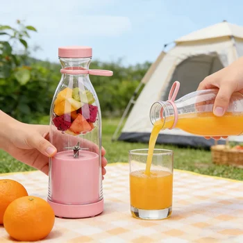 420ml Electric Juicer Mini Wine Bottle Blender Fruit Mixers 6 Blades Charging Juicer Cup Small Household Portable Juicer Blender 1