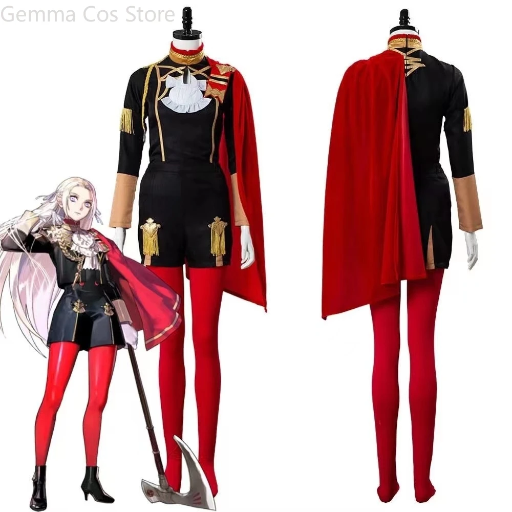 

Fire Emblem: Three Houses Edelgard Fancy Battle Stage Girls Cosplay Costume Adult Women Outfit Top Shorts Cloak Stock Halloween