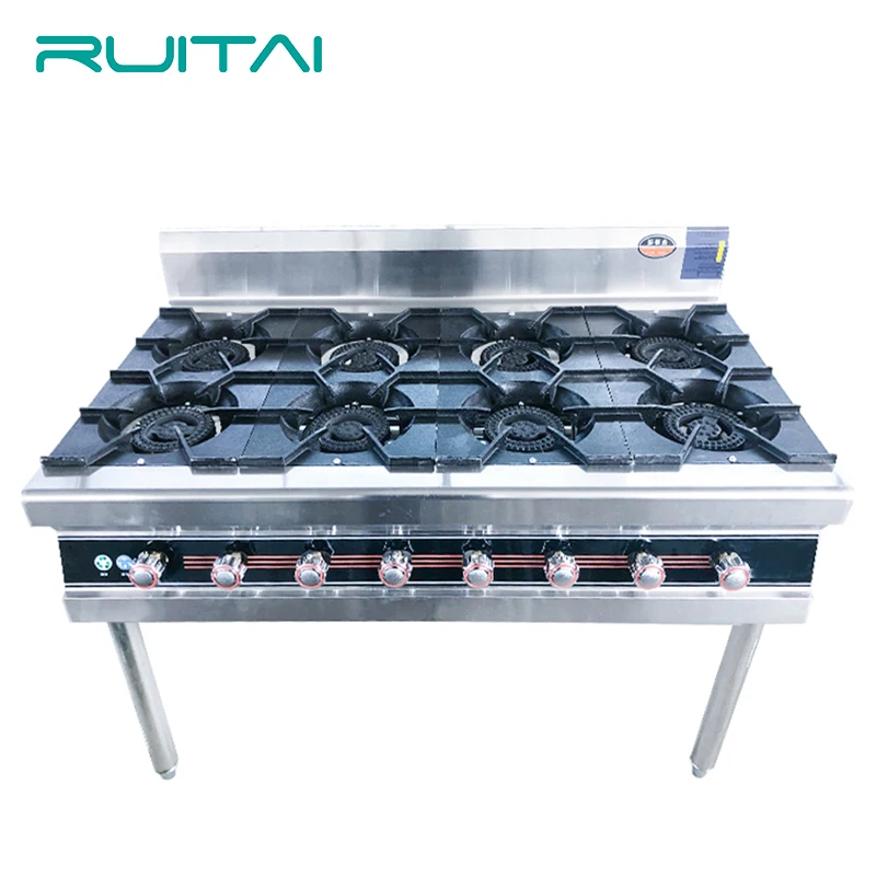 Hotel Restaurant Industrial Kitchen 201 Stainless Steel Gas Stove Commercial Gas Stove 8 Burner 4