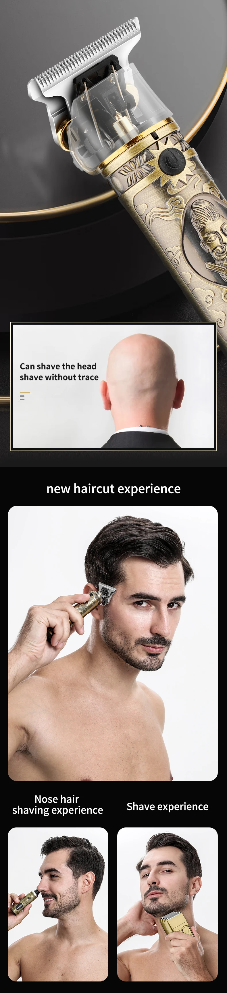 Description Picture 4 of itemLobemoky 2024 3 in 1 Professional Barber Hair Clipper Set Rechargeable Electric Finish Cutting Machine Beard Trimmer Shaver set