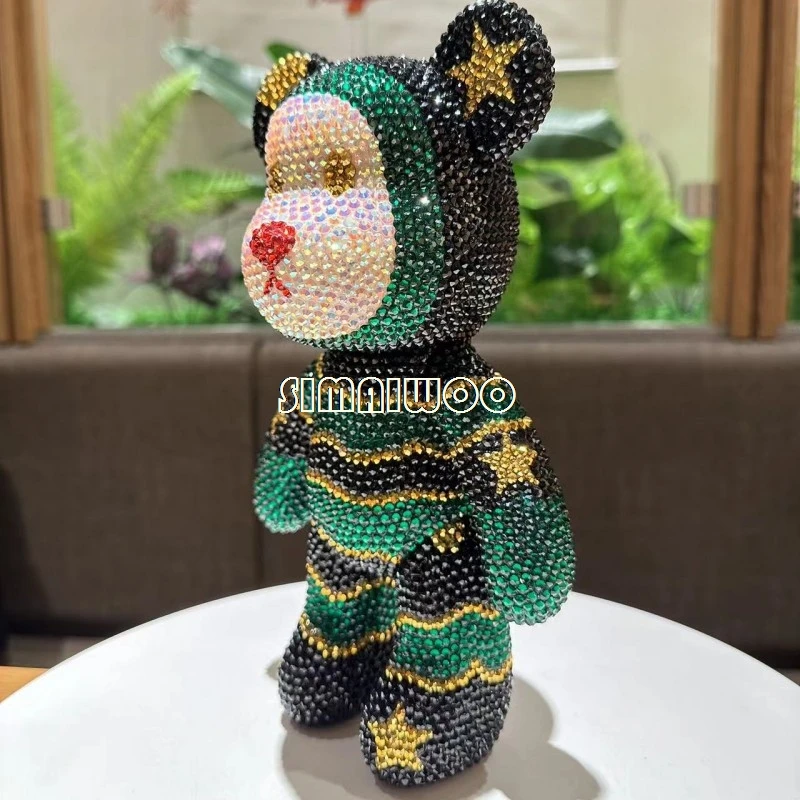 Handgemachte Strass Weihnachtsmann grüne Puppe DIY handgemachte Weihnachten Mosaik Bär glänzende dekorative Geschenk Kristall Spielzeug Kreuzstich – Detail 5