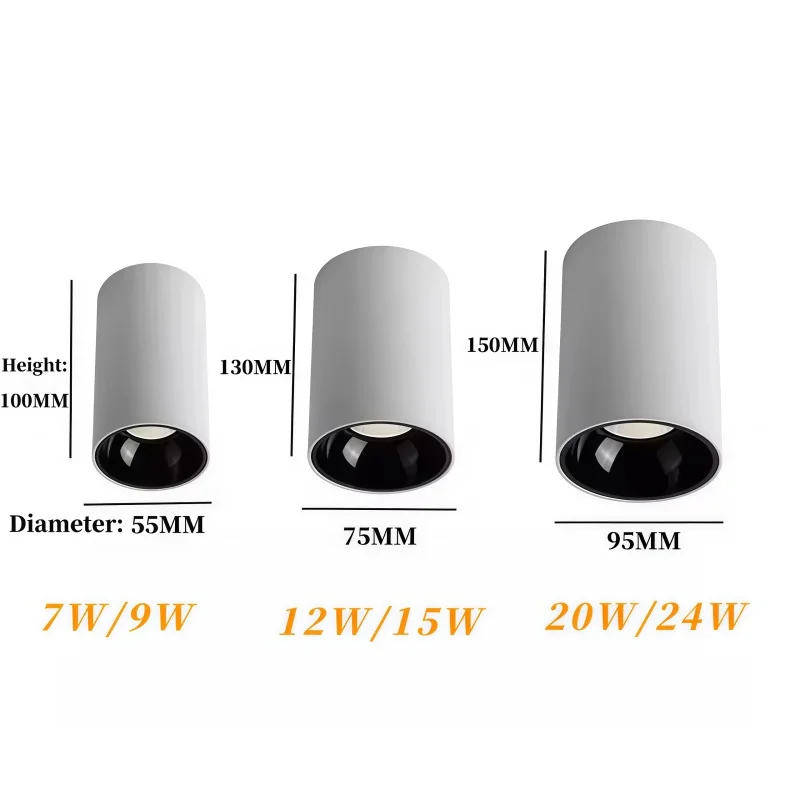 조광 가능한 표면 장착형 LED COB 천장 조명 7W/9W12W/15W/20W/24W AC110V/220V LED 다운라이트 따뜻한/차가운 흰색 가정용 조명