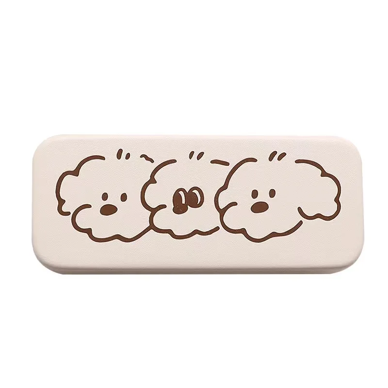 Small Ins Style Cream Color Three Glasses Frames Puppy Glasses Case High Value High-Grade Student Myopia Glasses