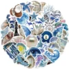 50pcs Ins Wind Blue and Silver Ocean Stickers  Aesthetic Cartoon Stickers For Laptops Luggage Skateboards Scrapbooks Guitars 6