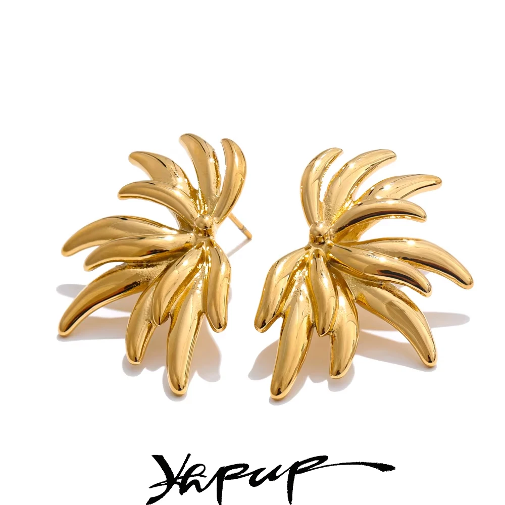 Yhpup Stud Earrings Stainless Steel PVD Plated
