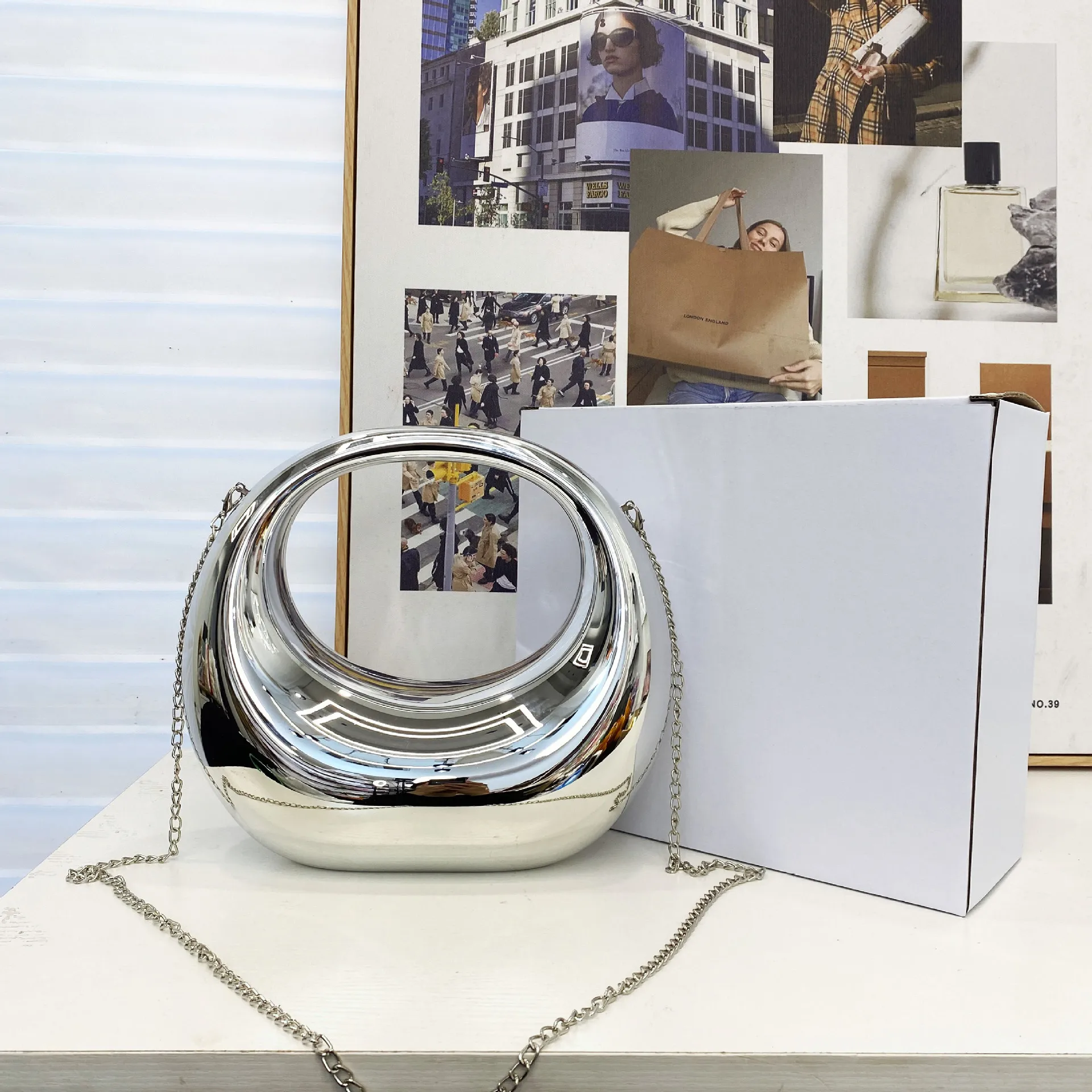 Niche Design Acrylic Clutch Bag Women Silver Gold Laser Wedding