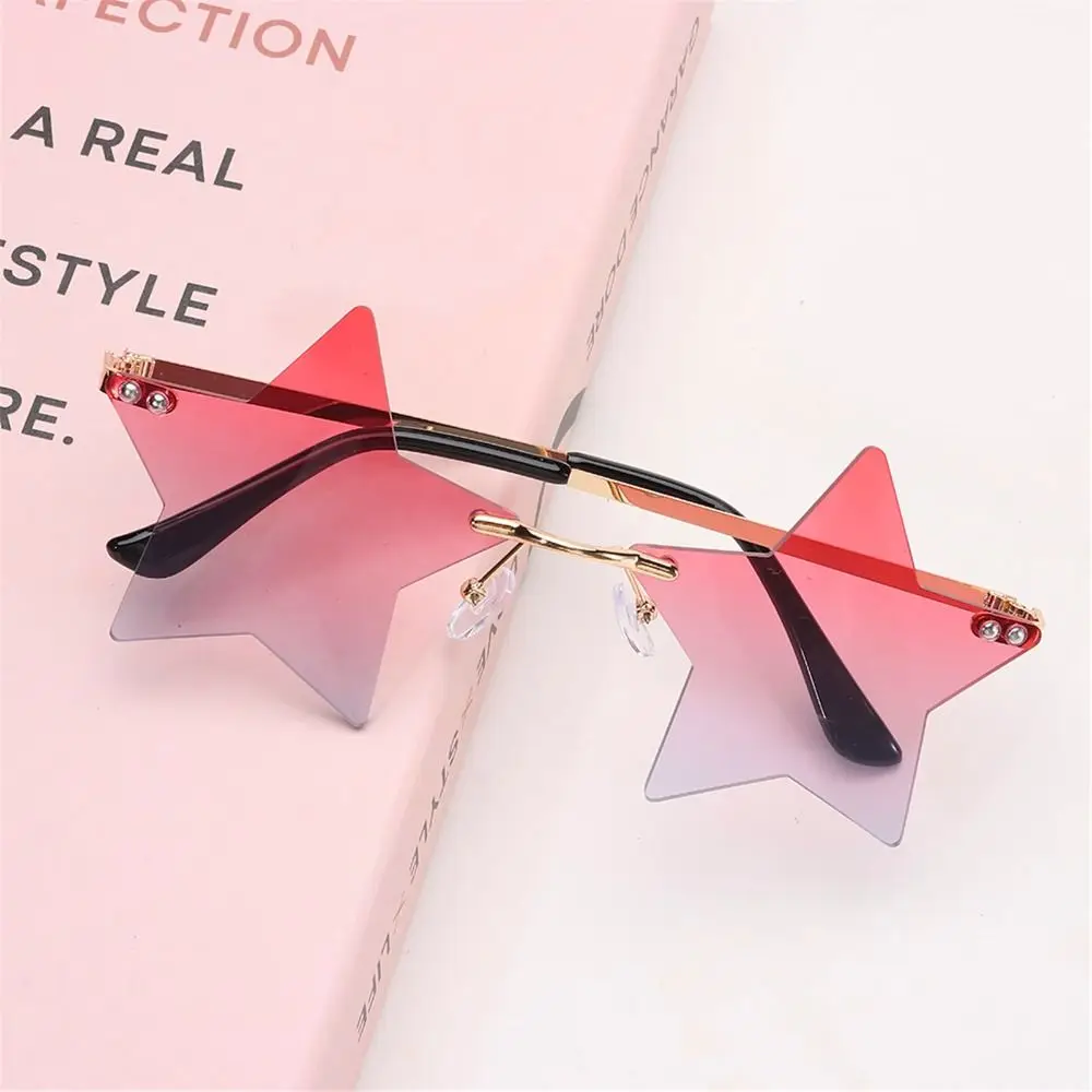 Pentagram Gradient Rimless Sunglasses - Trendy UV400 Star-Shaped Eyewear