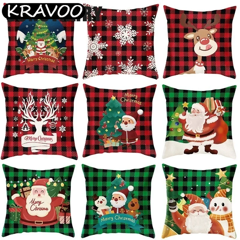 

Merry Christmas Cushion Cover Christmas Decorations 45x45cm Pillow Case For Home Xmas Ornament Happy New Year 2023 Funda Cojin