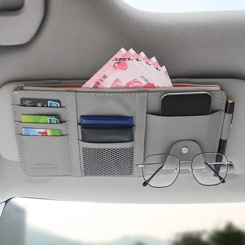 Car Sun Visor Point Pocket Organizer Auto Document Storage Pouch