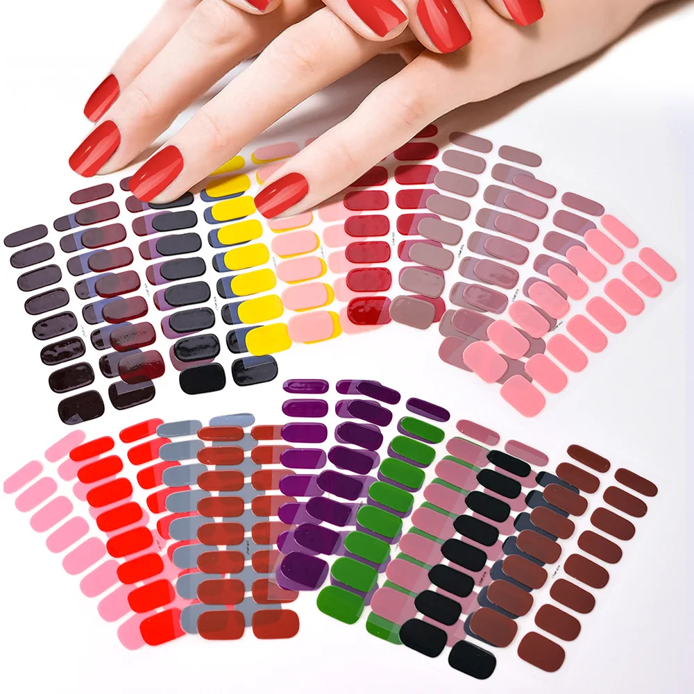 16Tips 5D Full Cover Nail Stickers UV Semi-Cured Gel Nail Wraps Sticker Fashion Polish Art Sticker Extension Patch Nail Stickers Nail Art Decoration Nail Decals