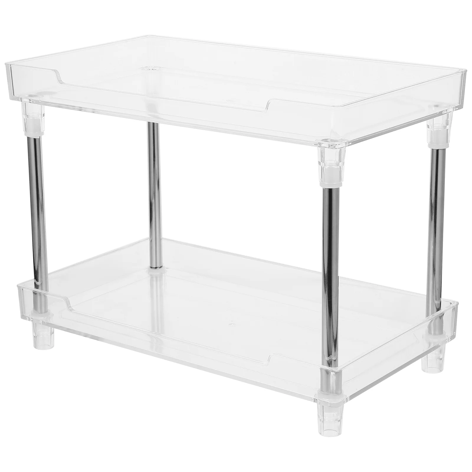

Organizer Shelf Double Storage Rack Makeup Holders For Vanity Skincare Clear Perfume Office