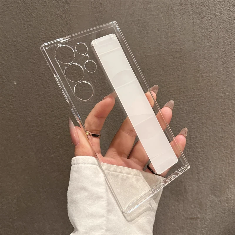 Luxury Soft Silicone Elastic Wrist Strap Phone Case with Ultra Thin Matte Hard Cover