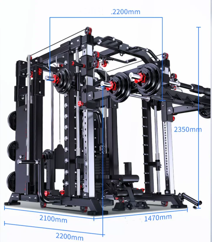 Attrezzatura Completa per Allenamento, Set Integrato di Attrezzi Fitness, Rack per Squat Multifunzionale, Gantry Smith - immagine 3