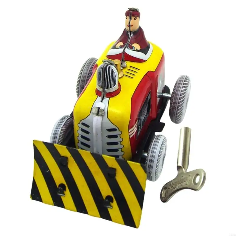 N1HB Retro Wind Up Pushdozer Toy Model Figurine Desk Clockworks Toy For Adult and Kids