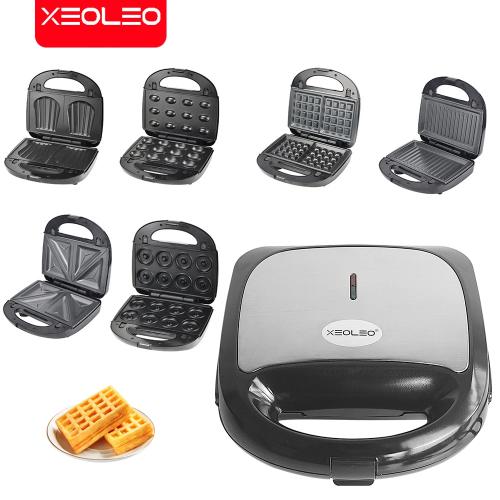 Xeoleo 6 In-1 Elektrische Wafelijzer Grill Sandwich Cake Wafel Machine Keukenapparatuur Multibaker Ontbijt Machine