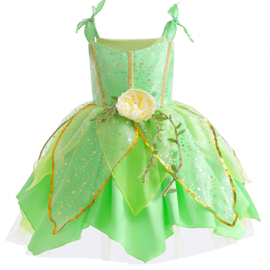 Deluxe Tinker Bell Costume For Girls Fantasy Green Glitter Princess Dress  Kids Carnival Party Disguise Outfits Elegant Gowns - AliExpress 1501