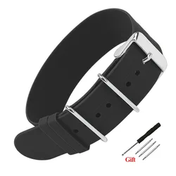 Sleek Waterproof High - Tensile Rubber Watch Strap - 22mm (Black)