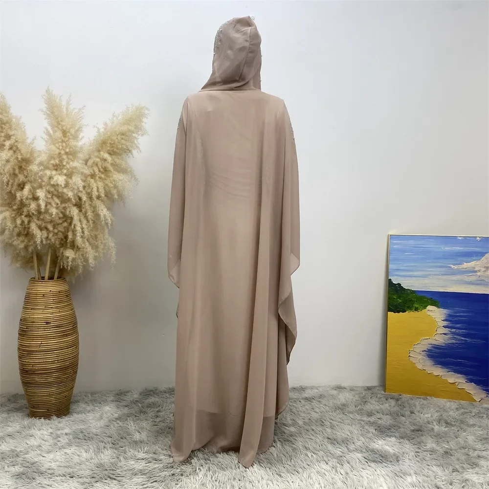 Ramadan Kaftan Open Abaya Dubai Beaded Chiffon Abayas for Women Kimono Cardigan Muslim Hijab Dress Islamic Clothing Caftan Robe