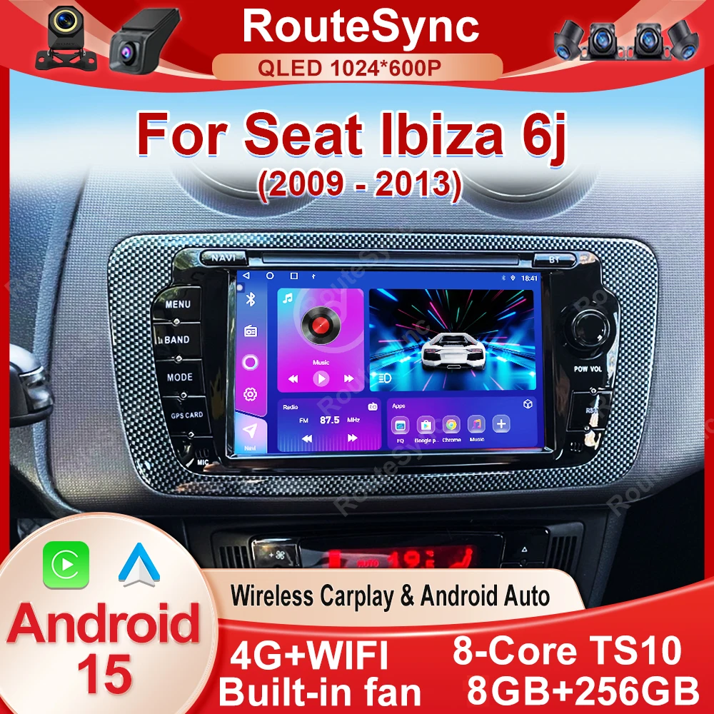 Radio inalámbrica CarPlay Android Auto para Seat Ibiza 6j 2009 - 2013 4G WiFi Multimedia navegación GPS unidad principal estéreo No 2Din 1