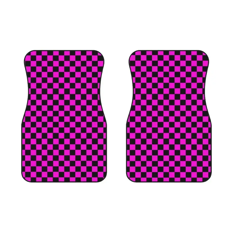 

Pink and Black Checkered Car Mats (2x Front)