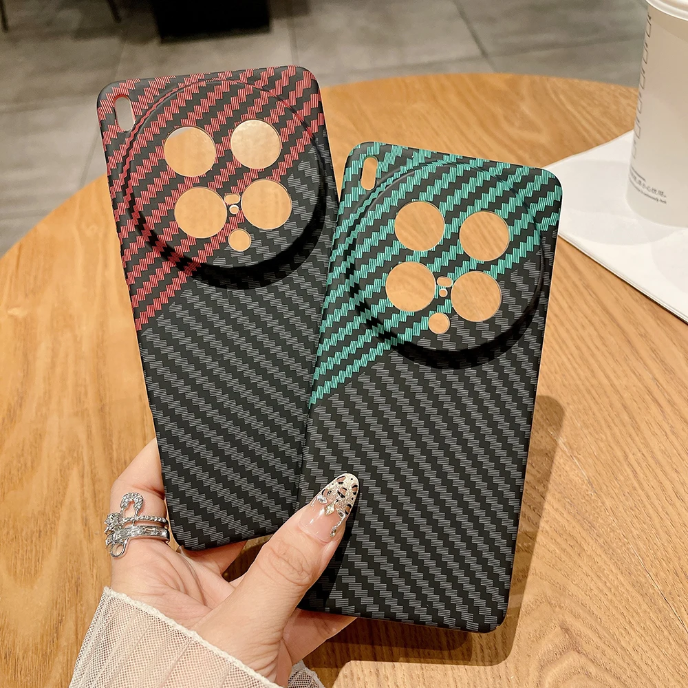 Slim Carbon Fiber Pattern PC Hard Case with Camera Protection, Durable Phone Cover