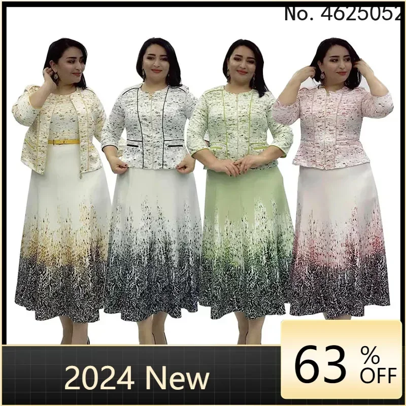 5XL 6XL dress African Dress For Women 4XL 2 Piece Set Jacket Tops And Dress 2024 New Arrival Elegant Design Office Lady Suit new arrival fashion cupcake dresses for women african lady summer round neck mid length solid tulle dress high waist sweet gowns