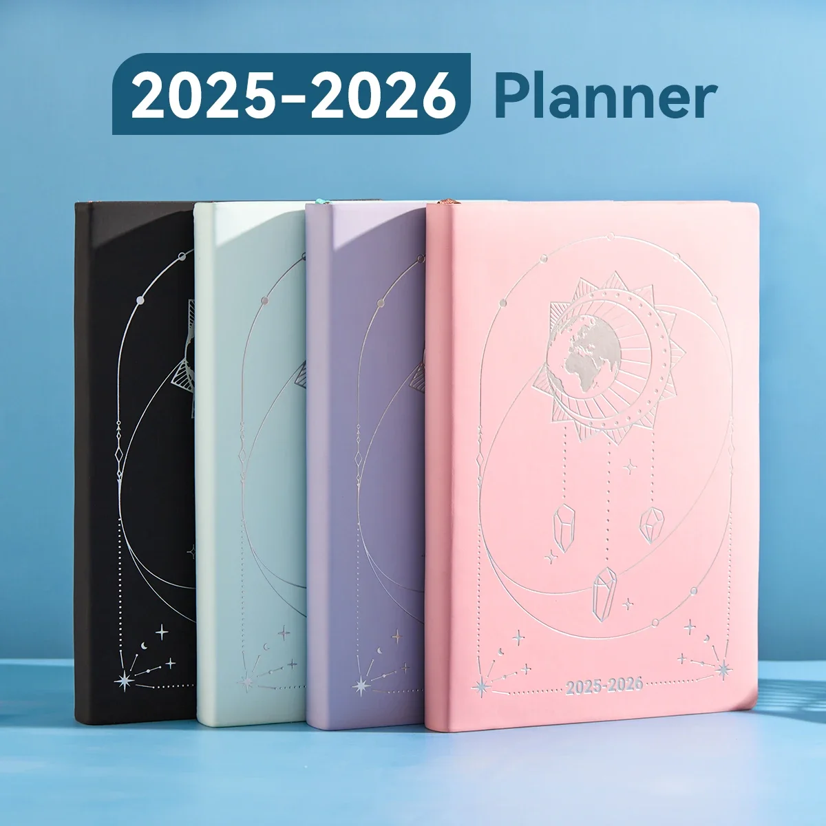 Astronomy Schedule Notebook English Inner 408 Pages 80GSM A5 PU Cover  2025-2026 Daily/Weekly Plan Kawaii Stationery for Students - AliExpress, image size:1200x1200