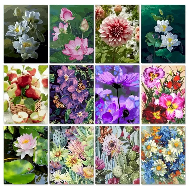 

GATYZTORY Oil Painting By Numbers Flowers Picture Diy Gift Paint By Numbers For Adults Handiwork Art 60x75cm Frames Decor Home
