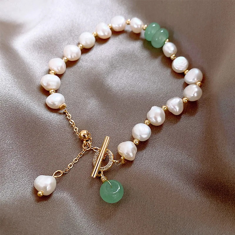Multilayer Irregular Imitation Pearl Chunky Chain Star Flower Pendant Bracelet For Women
