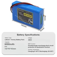Batterie rechargeable 6,0 Ah pour scooter électrique/hoverboard/vélo électrique – bloc d'alimentation haute capacité 216 Wh 1