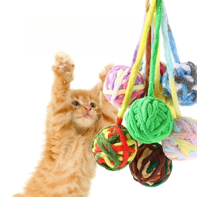 Interactive Cat Toys Yarn Ball Toy With Bell For Cats Kittens Playing Random Color