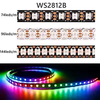 DC5V WS2812B Led Strip 74/96/144leds/m Individually Addressable Smart 5050RGB WS2812 Pixels Led Light IP30/65/67 Black/White PCB 1