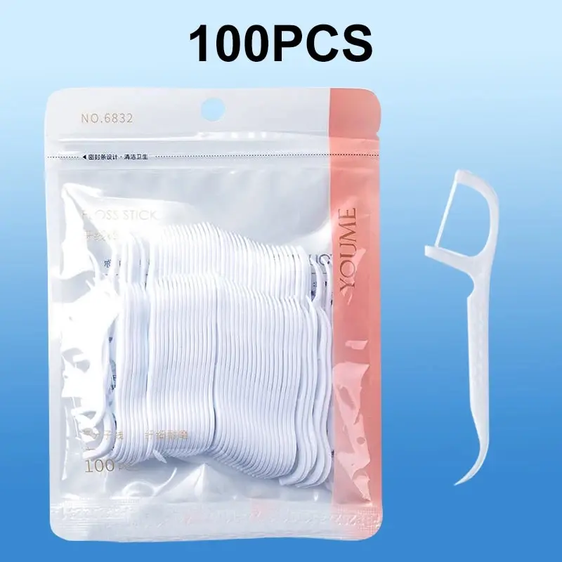 100/300/500pcs Disposable Dental Floss Stick Interdental Cleaning Line Proper Oral Care Portable Flosser For Daily Life dental floss stick