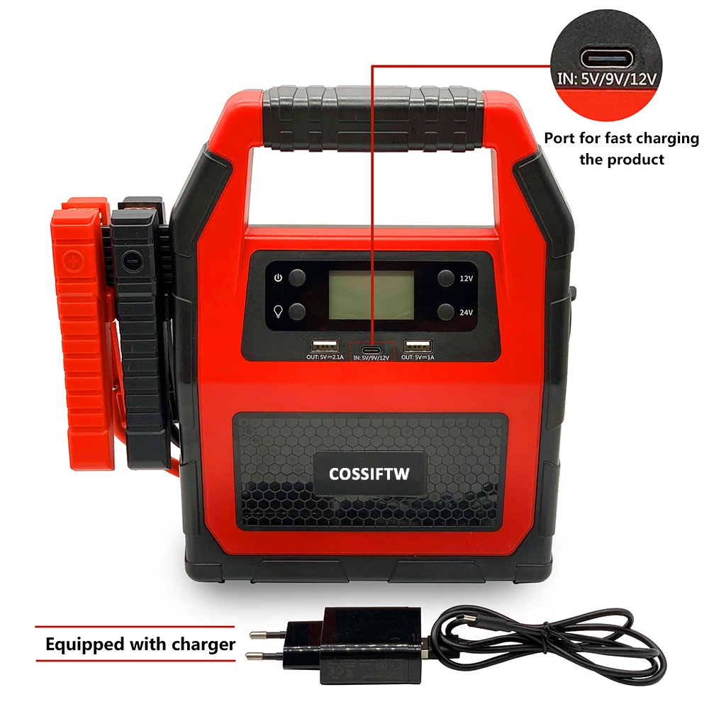 Jump Starter 12V 24V Power Bank Portable Car Battery Charger Battery  Booster 2000A Heavy Duty Truck Starting Auxiliary 46800mAh